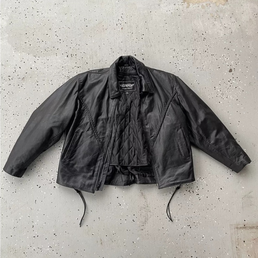 Vintage Unik Leather Motorcycle Biker Jacket Mens Y2K 2000s